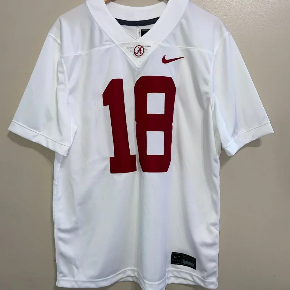 Nike Alabama Crimson Tide Limited Stitched Sewn White Jersey #18 Mens AQ0028